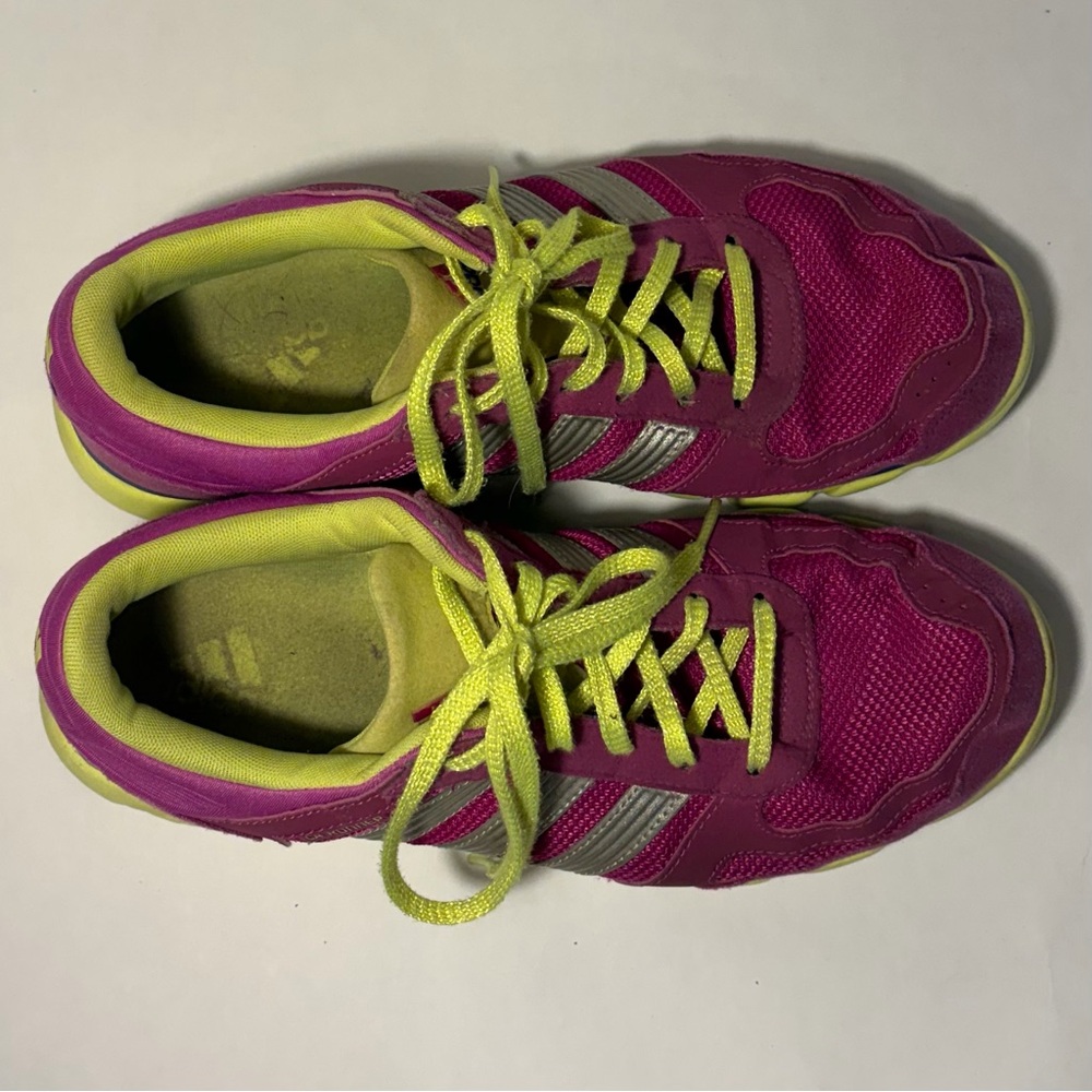 Adidas LA Runner Sneakers Tennis Shoes Bright Pink Neon Green Sz 9.5 Workout GUC - Picture 7 of 14